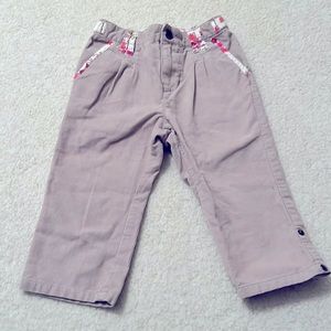 Oshkosh Genuine kids Corduroy pants with floral trim. Tan. 18 month.